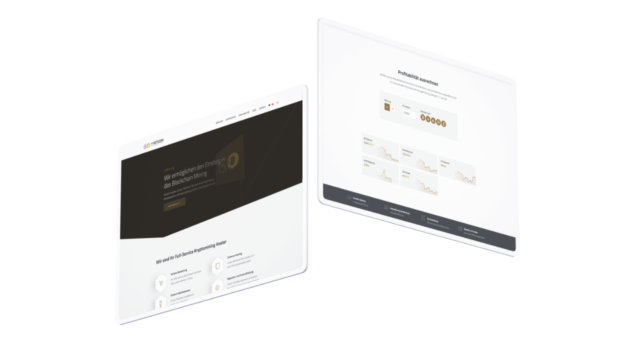 Beispielprojekt myBitcoin AG Screendesign